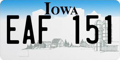 IA license plate EAF151