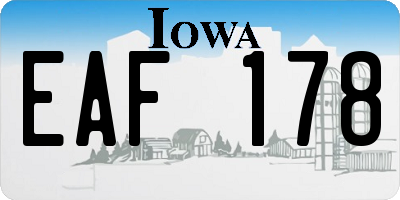 IA license plate EAF178