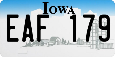 IA license plate EAF179