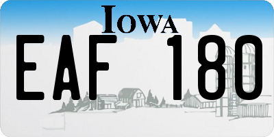 IA license plate EAF180