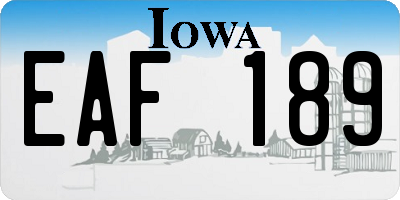 IA license plate EAF189