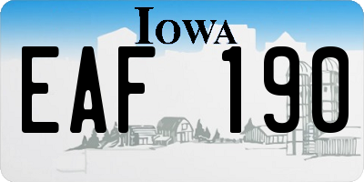 IA license plate EAF190