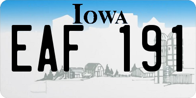 IA license plate EAF191