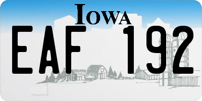 IA license plate EAF192