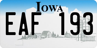 IA license plate EAF193