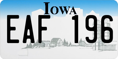 IA license plate EAF196