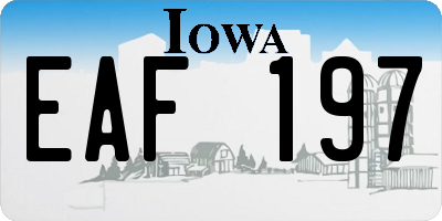 IA license plate EAF197