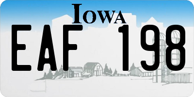 IA license plate EAF198