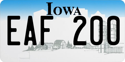 IA license plate EAF200