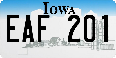 IA license plate EAF201