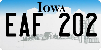 IA license plate EAF202