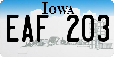 IA license plate EAF203