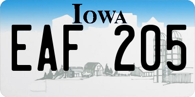 IA license plate EAF205