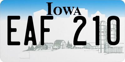 IA license plate EAF210