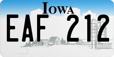 IA license plate EAF212