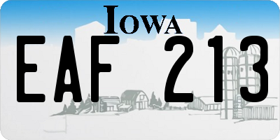 IA license plate EAF213