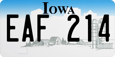 IA license plate EAF214