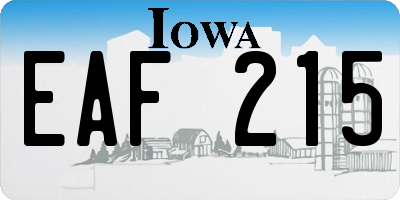 IA license plate EAF215