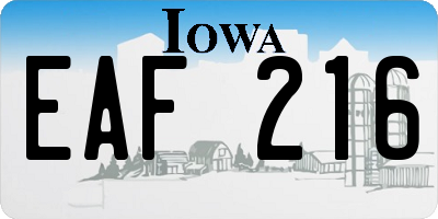 IA license plate EAF216