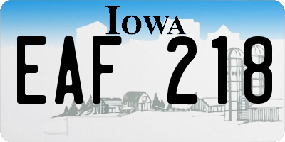 IA license plate EAF218