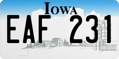 IA license plate EAF231