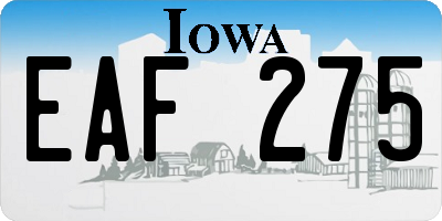 IA license plate EAF275