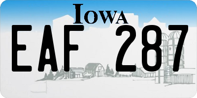 IA license plate EAF287