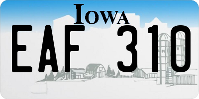 IA license plate EAF310