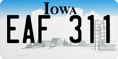 IA license plate EAF311