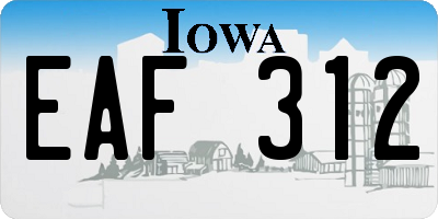 IA license plate EAF312