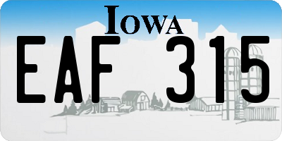 IA license plate EAF315