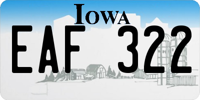 IA license plate EAF322