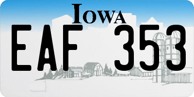 IA license plate EAF353