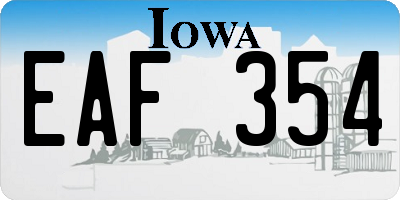 IA license plate EAF354