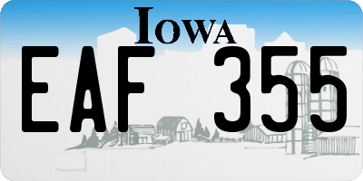 IA license plate EAF355