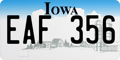 IA license plate EAF356