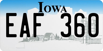 IA license plate EAF360