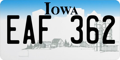 IA license plate EAF362