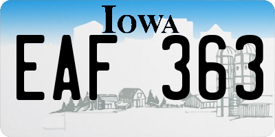 IA license plate EAF363