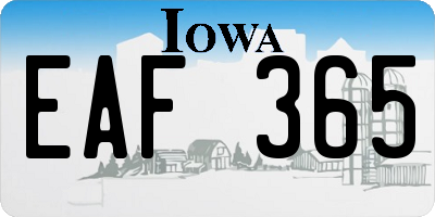 IA license plate EAF365