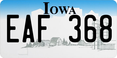 IA license plate EAF368