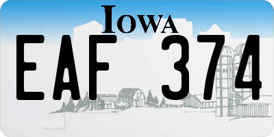 IA license plate EAF374