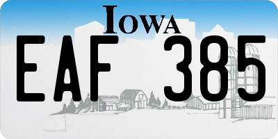 IA license plate EAF385
