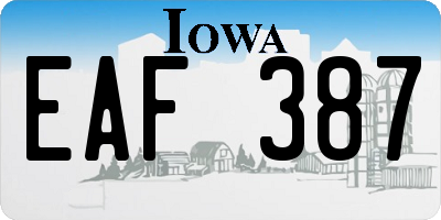 IA license plate EAF387