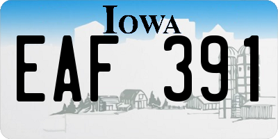 IA license plate EAF391