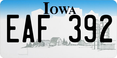 IA license plate EAF392