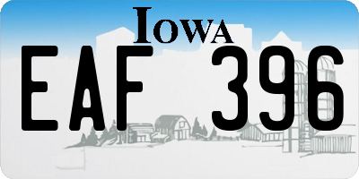 IA license plate EAF396