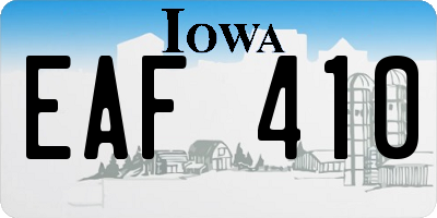 IA license plate EAF410