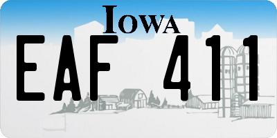 IA license plate EAF411