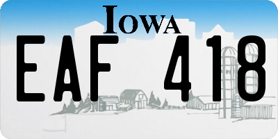 IA license plate EAF418